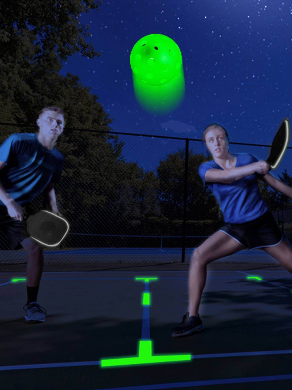 Night -Powder outdoor ball 40 -hole outdoor pickball built -in LED light super long light emitting time 3 set