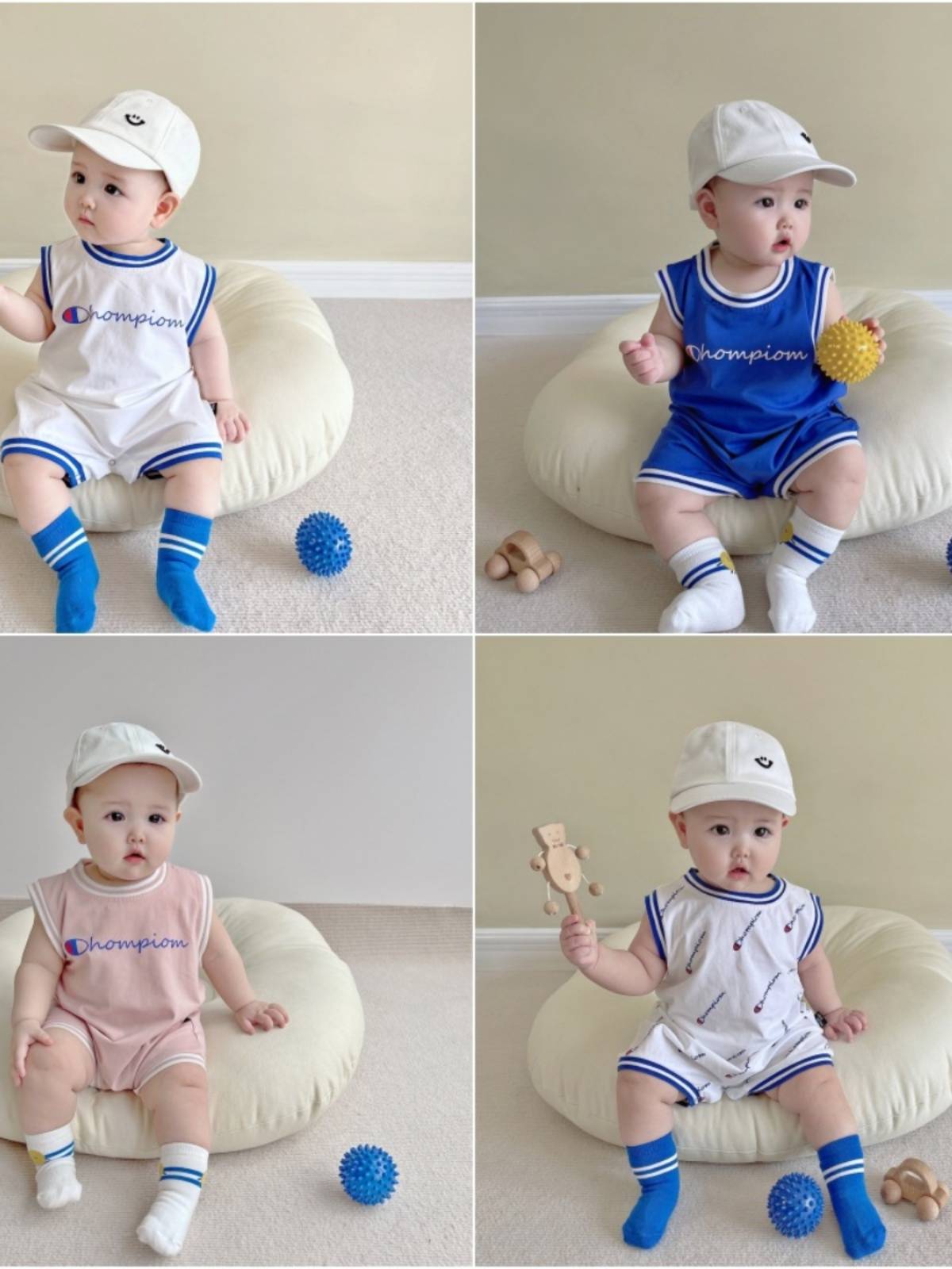 Powder Penguin Newborn Baby Cloth Sleeve Sleeveless Conjunction