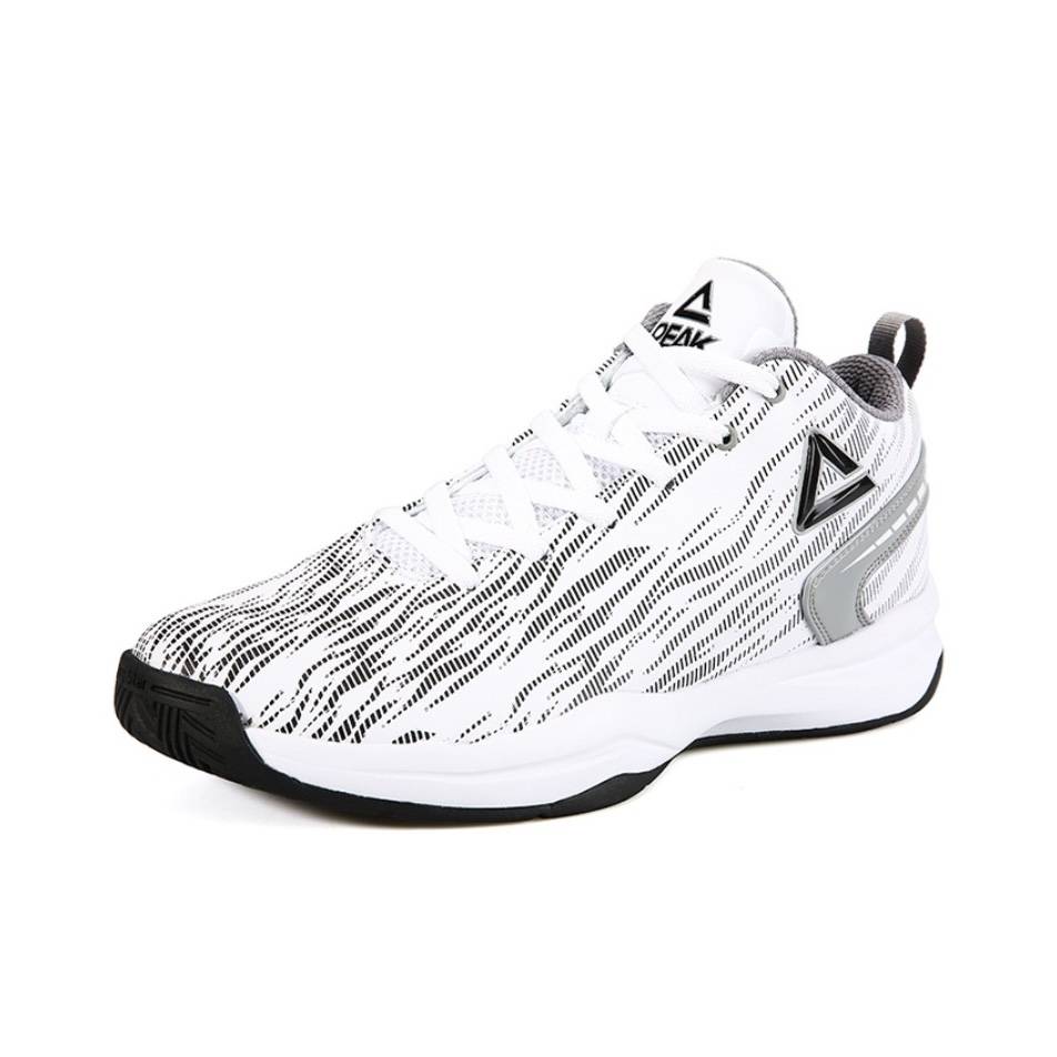 Peak luminous gray low -top actual basketball shoes DA740031 white