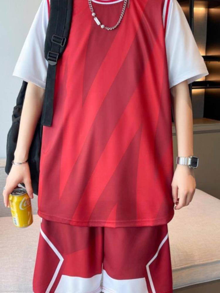 Anta adapt to young people's basketball clothing set boys junior high school student short -sleeved T -shirt big children summer dressing