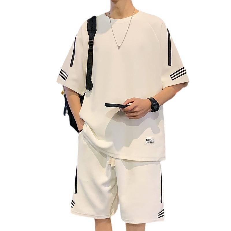 Powder Penguin Camelfele Short -sleeved Men's Summer Sports Summer Summer Set Basketball Cool Husuo