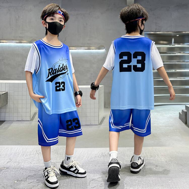 Peak Official Genuine Boats Basketball Uniform 2024 Summer Short -sleeved Sports Set Children's Grandful Gradient Gradient