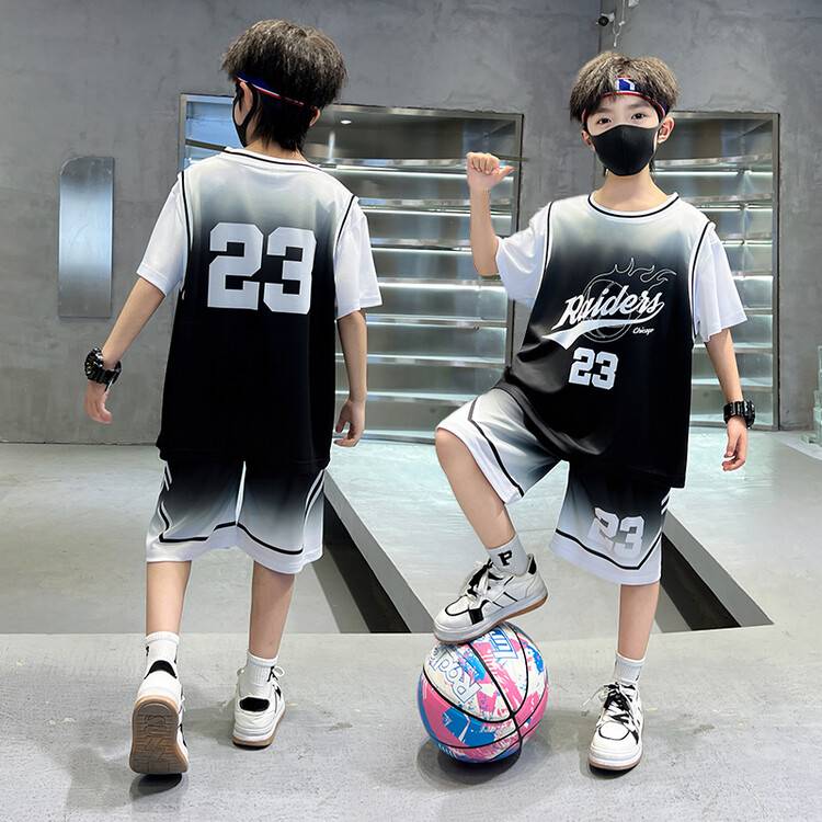 Peak Official Genuine Boats Basketball Uniform 2024 Summer Short -sleeved Sports Set Children's Grandful Gradient Gradient