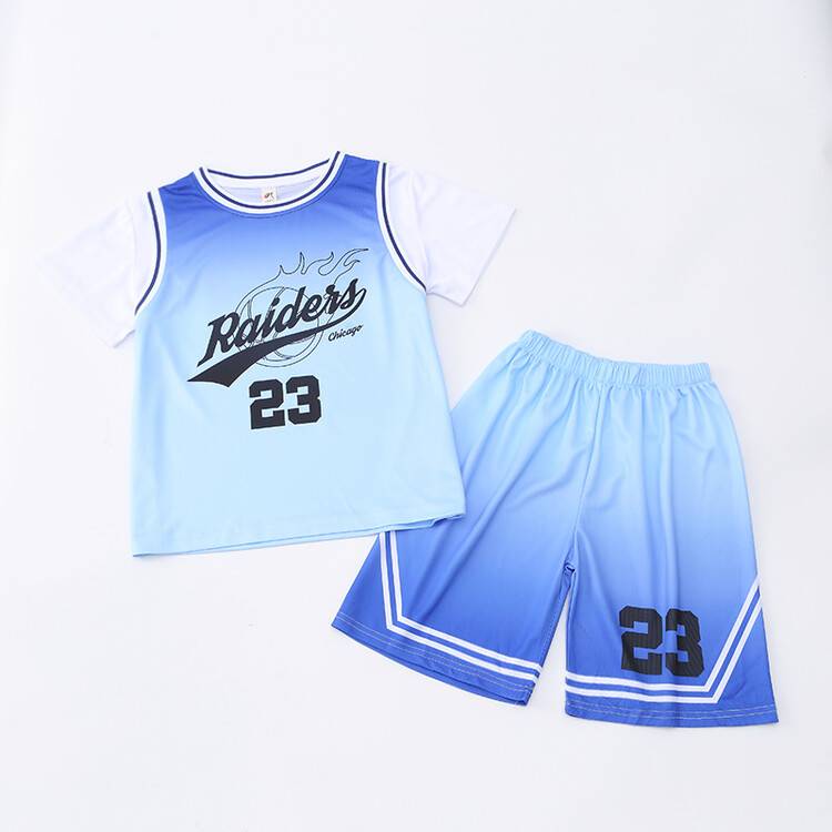 Peak Official Genuine Boats Basketball Uniform 2024 Summer Short -sleeved Sports Set Children's Grandful Gradient Gradient