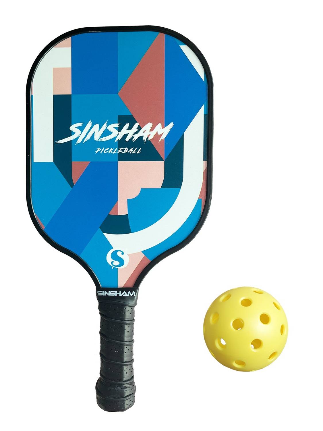 Geometric Stitching Powder Ball racket carbon fiber shooting SINSHAM hole ball racket pickleball with 1 ball
