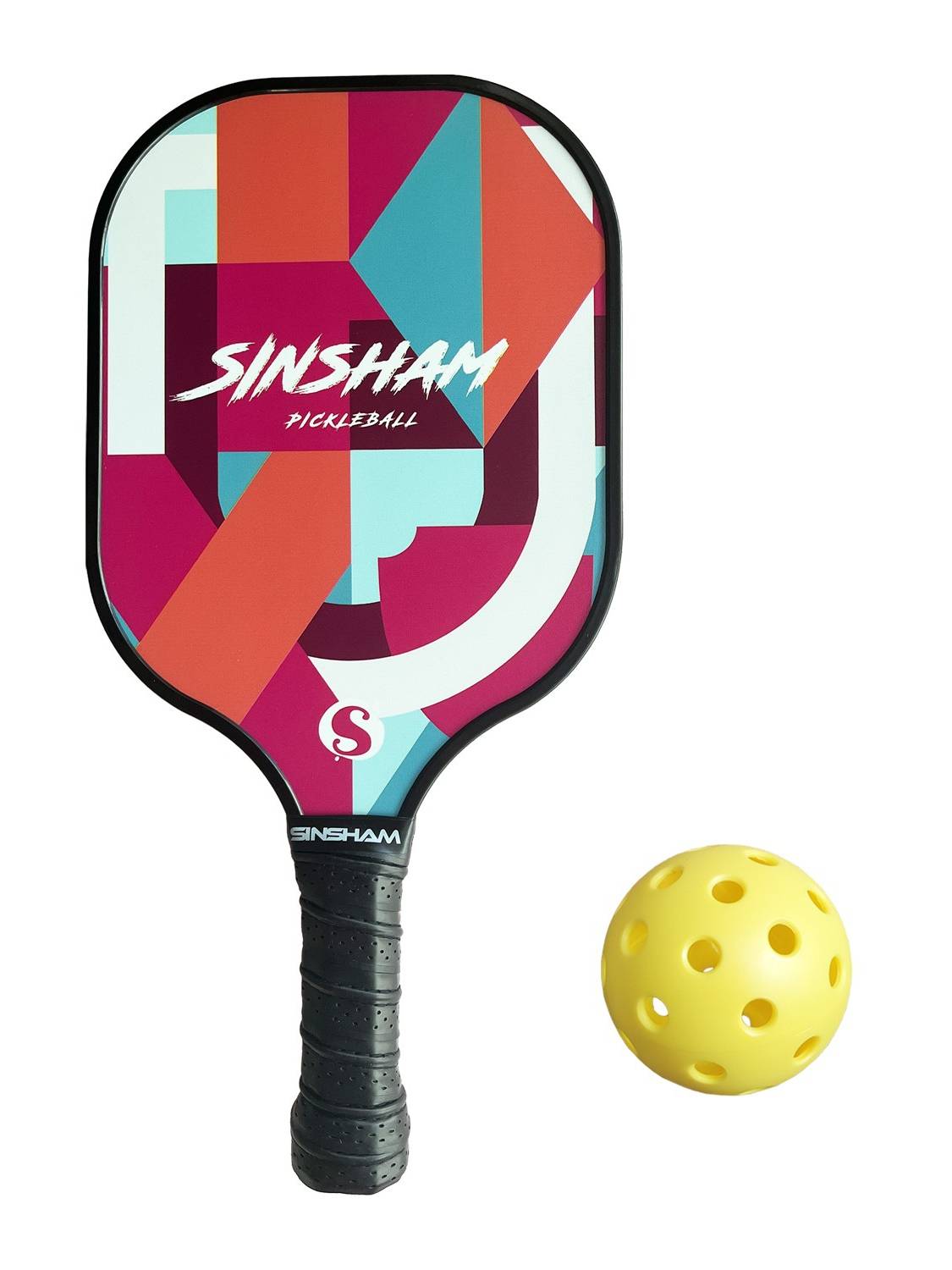 Geometric Stitching Powder Ball racket carbon fiber shooting SINSHAM hole ball racket pickleball with 1 ball