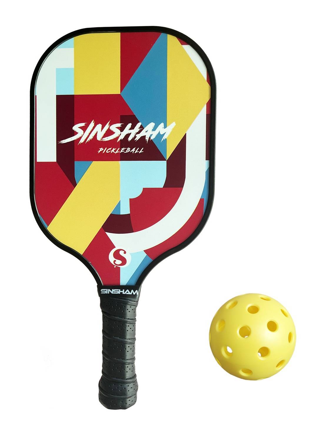 Geometric Stitching Powder Ball racket carbon fiber shooting SINSHAM hole ball racket pickleball with 1 ball