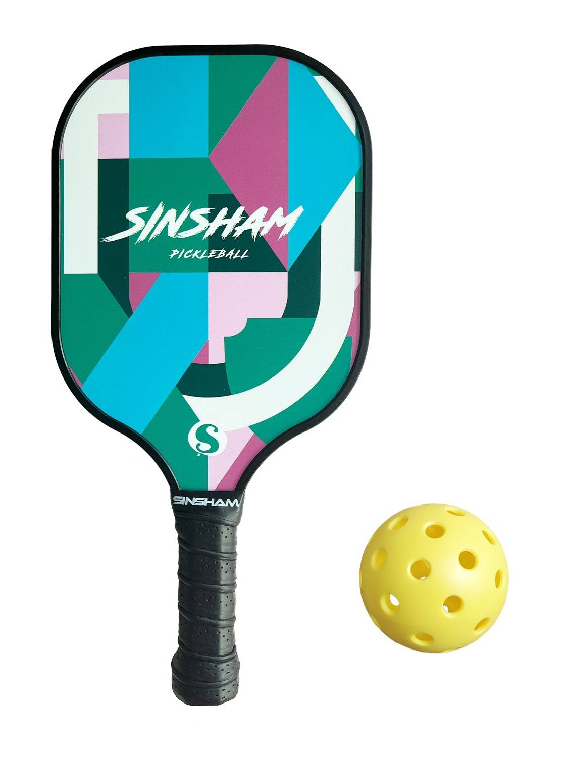 Geometric Stitching Powder Ball racket carbon fiber shooting SINSHAM hole ball racket pickleball with 1 ball