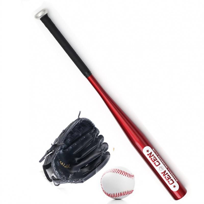 Four pieces of red with black, baseball