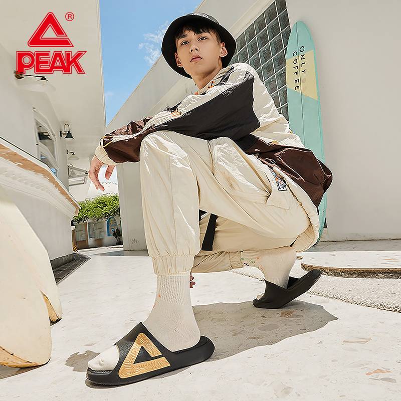 PEAK Peak official big triangle polar slippers Men wearing basketball brand Tai Chi slippers female 2023