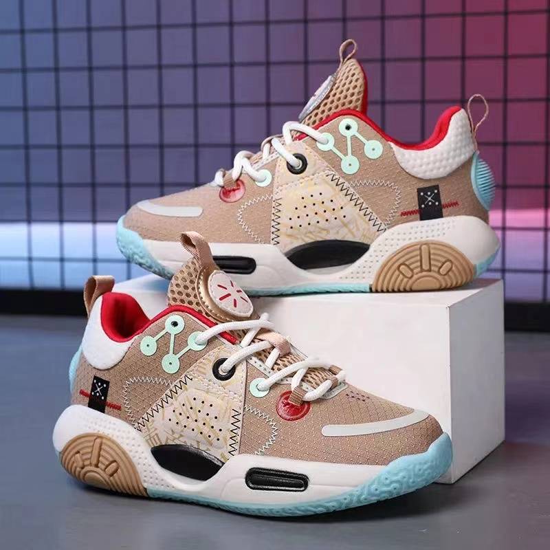 Peak boy basketball shoes Children in autumn new non -slip and wear -resistant boys student sports shoes actual combat training running