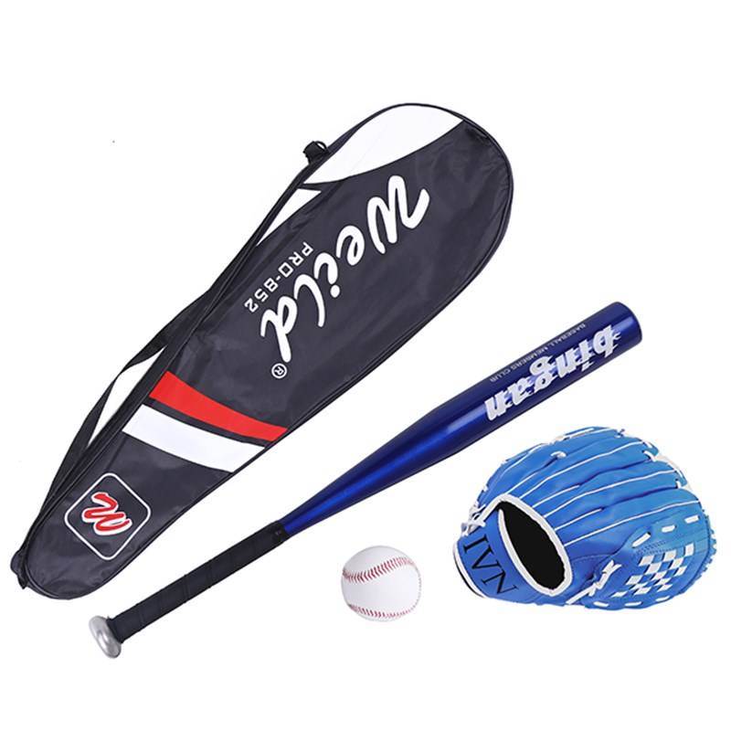 Blue baseball stick+blue glove+2 ball+bag