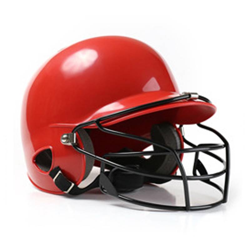 Teenage adults wearing a mask to protect their faces with a double-eared baseball helmet