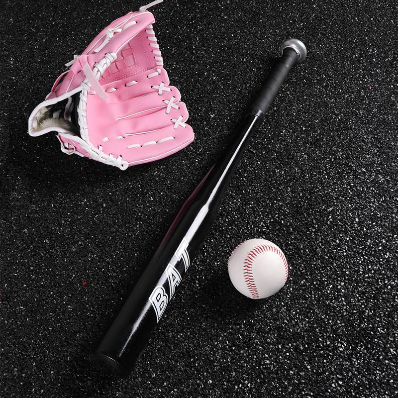 Black baseball bat (pink glove+ball)