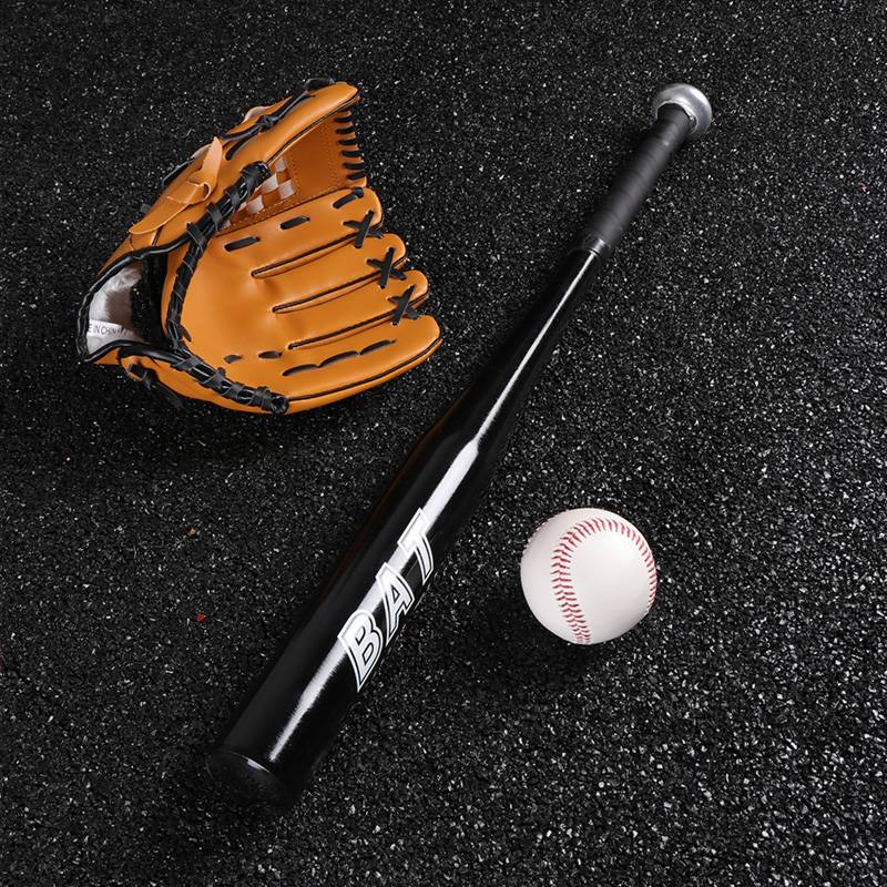 Black baseball bat (brown glove+ball)