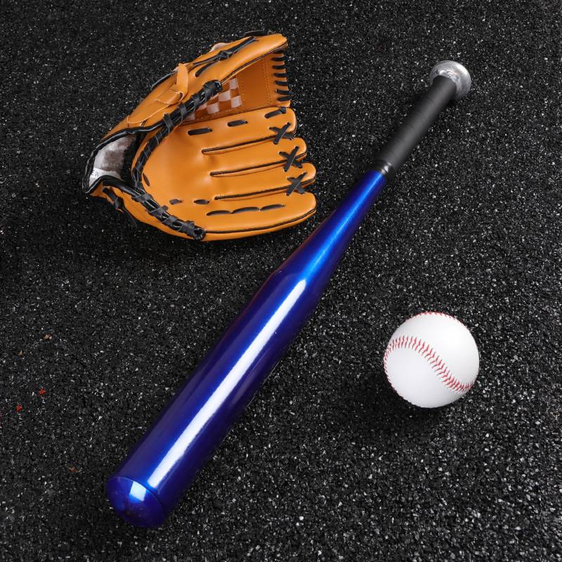Blue baseball bat (brown glove+ball)