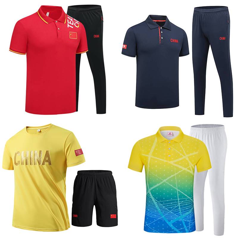 Powder Penguin Chinese Team Fast Sweet Sports Set Martial Arts Student Magistical Coach Half -Solo T -Shirt Basketball