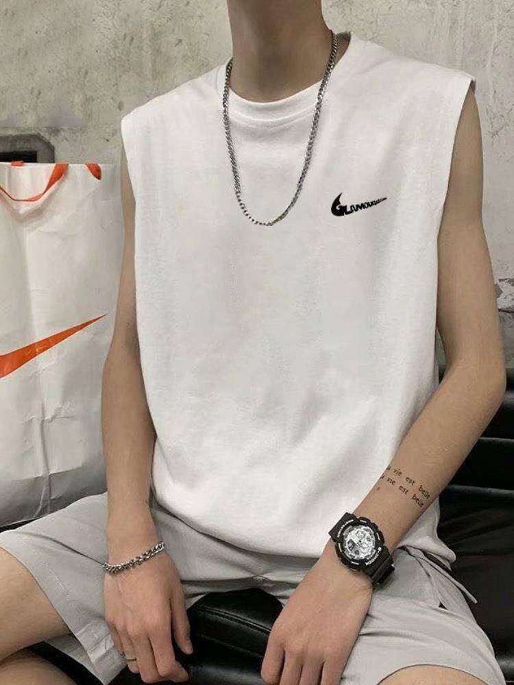 Tiping adapt to pure cotton vest men's summer fitness basketball shoulder sweatwear loose sleeveless T -shirt sports top