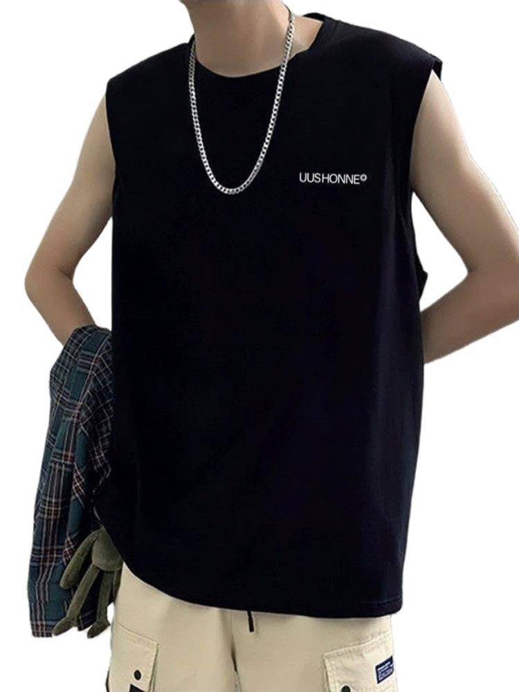 Tiping adapt to pure cotton vest men's summer fitness basketball shoulder sweatwear loose sleeveless T -shirt sports top