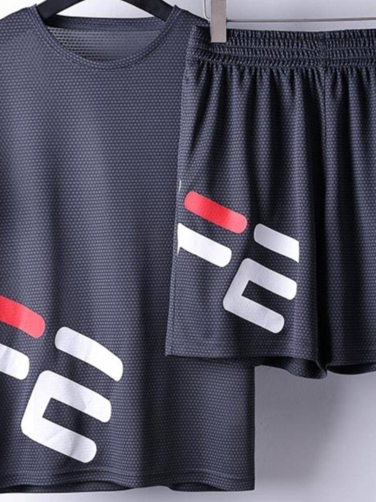 Porkic adaptation of ice silk short -sleeved T -shirt boys junior high school student basketball clothing set young big children summer dress