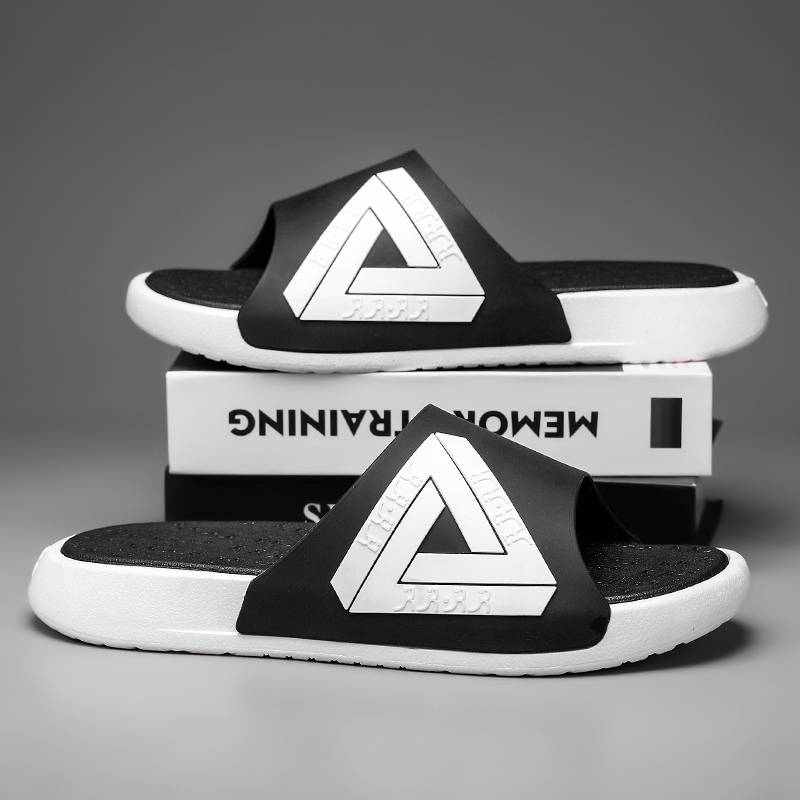 Slipper men's home attitude is a large triangle, female stepping on shit, wearing sports basketball beach vegetable dog characters sandals