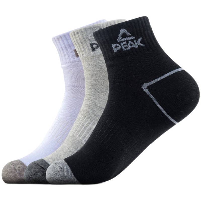Peak men's socks in autumn casual mid socks running training sports socks 6 pairs of duplex help sock cotton socks black