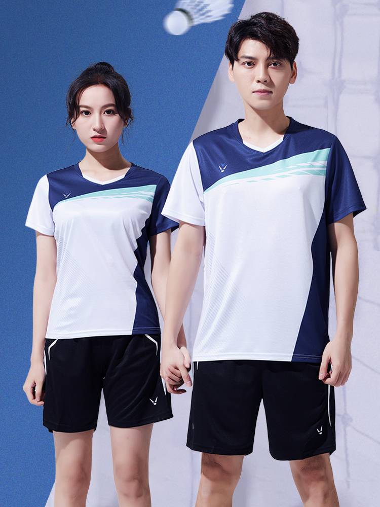 Peak 2023 new badminton clothing set Speed dry female tennis table tennis jersey men's summer short -sleeved sportswear