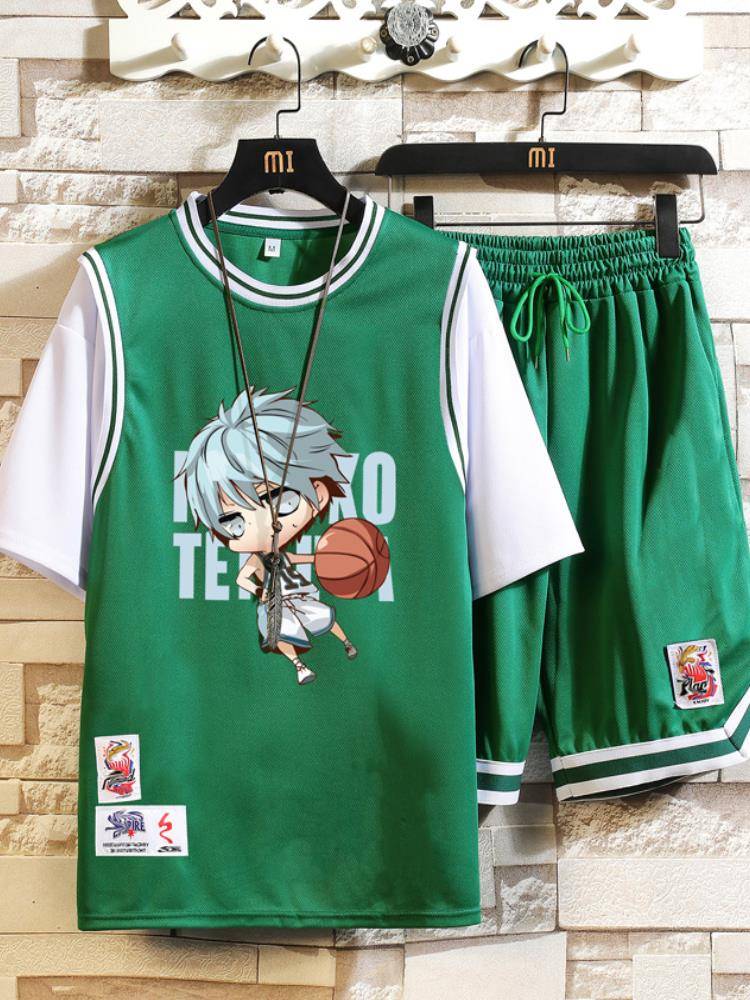 Peak Adaptation Speed Basketball Clothing 12 Fat boy 13 junior high school students 14 fake two short -sleeved jerseys 15 years old