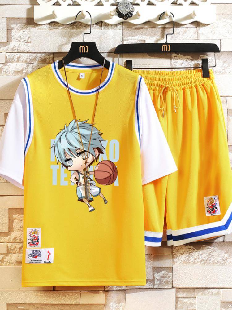 Peak Adaptation Speed Basketball Clothing 12 Fat boy 13 junior high school students 14 fake two short -sleeved jerseys 15 years old