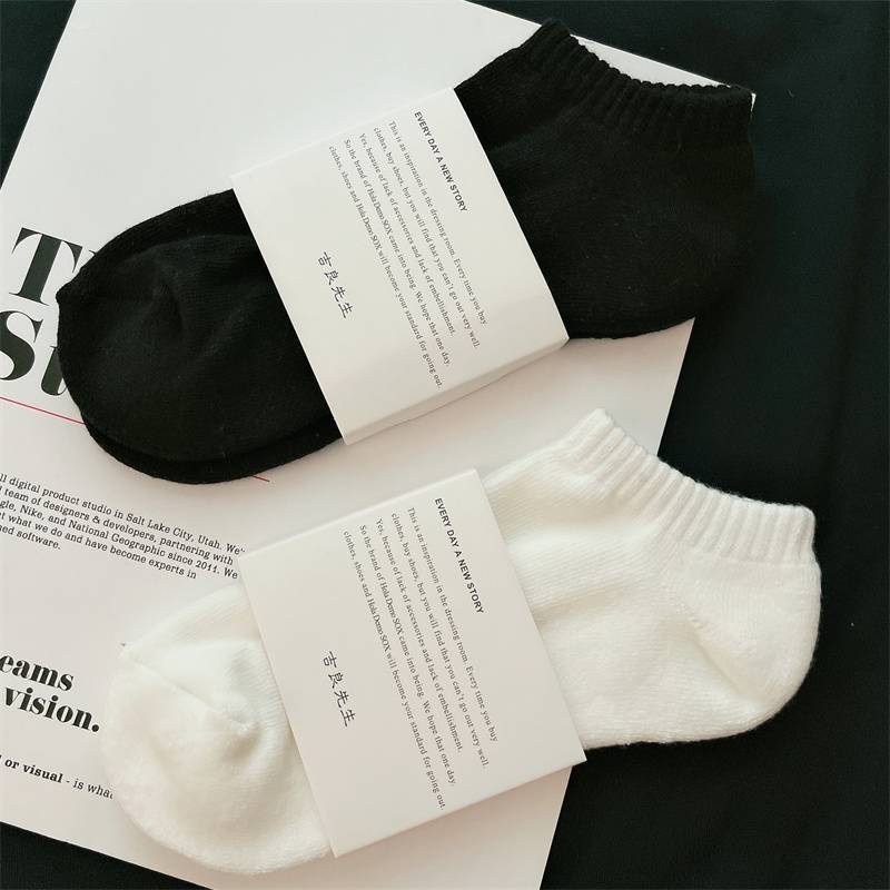 Powder Penguin 5 double men's middle socks in summer thin socks, sweat, anti -deodorized towel bottom sports socks cotton cotton