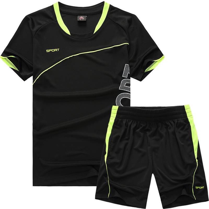 Pork sports suit men's short -sleeved shorts training fast dry fitness clothes summer badminton thin sweat absorption and breathable running
