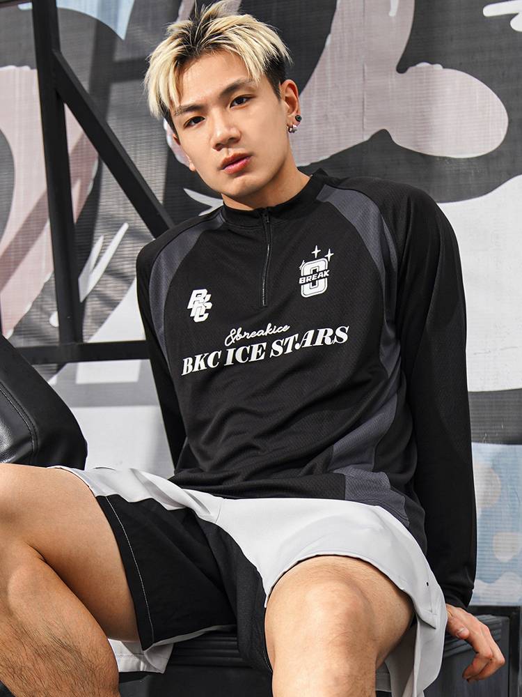 bkcxzice American football uniform sports long -sleeved retro ice hockey rugby uniform basketball training T -shirt shot