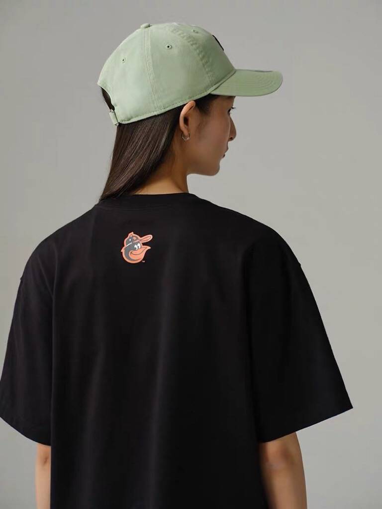 American rugby heavy cotton black short -sleeved T -shirt men's trendy fun print casual round collar bottom shirt summer