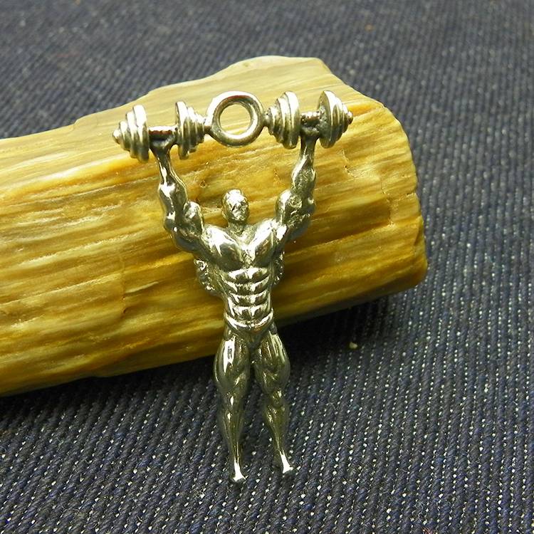 Dongguan Polygonum Copper Real Pure Copper Fitness Men's Key Buckle Trade DIY dumbbell barbells Weightlifting small pendant