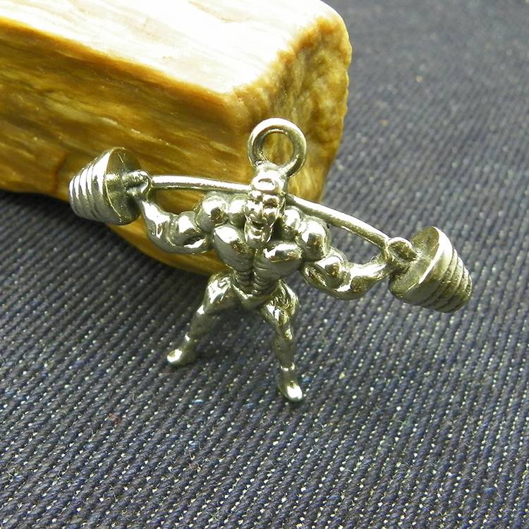 Dongguan Polygonum Copper Real Pure Copper Fitness Men's Key Buckle Trade DIY dumbbell barbells Weightlifting small pendant