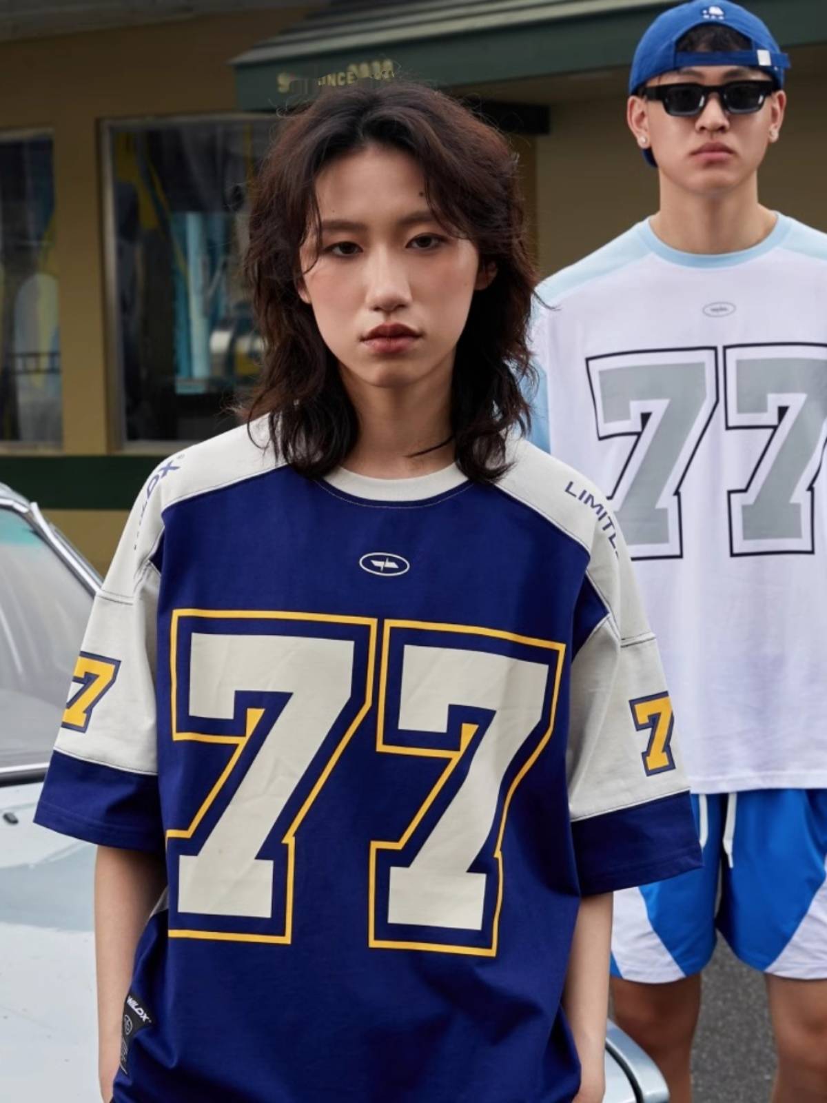 Large size 300 catties of ice hockey short -sleeved American retro stitching loose casual rugby uniform basketball hip -hop jersey T -shirt