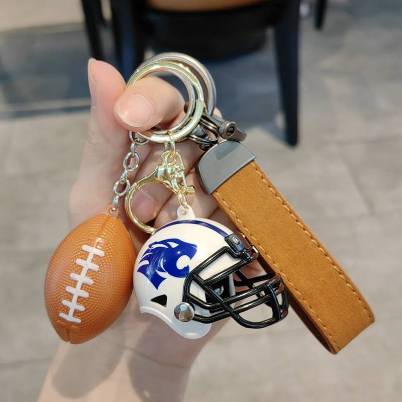 Brown football+white helmet+brown leather buckle