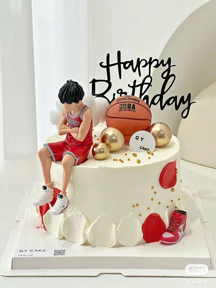 Internet celebrity basketball cake decorative ornament, refueling young dunk small basketball frame sneakers sports birthday plug -in