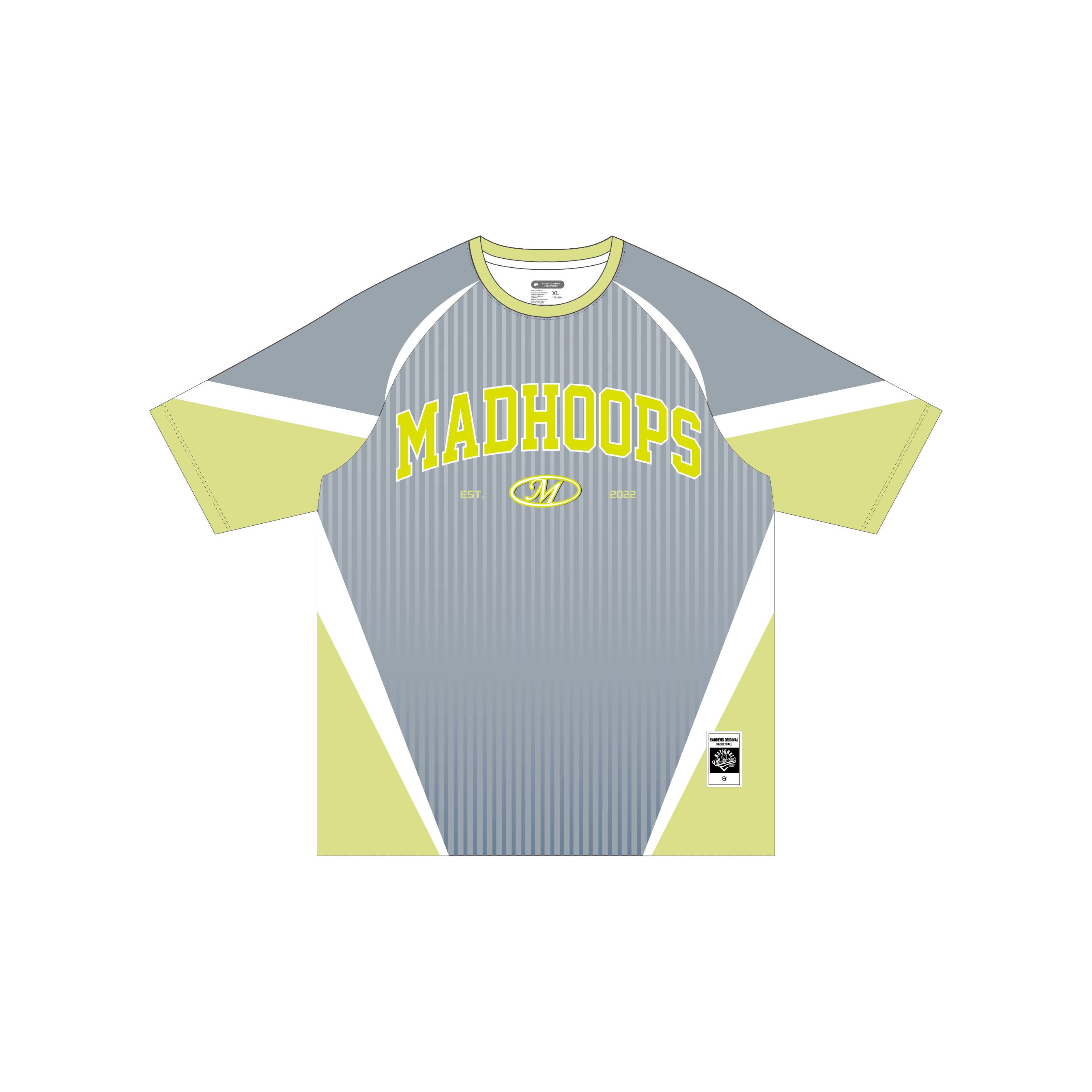 Madhoops stitching striped retro sports short -sleeved T -shirt quick -drying couple shooting football football flying disk