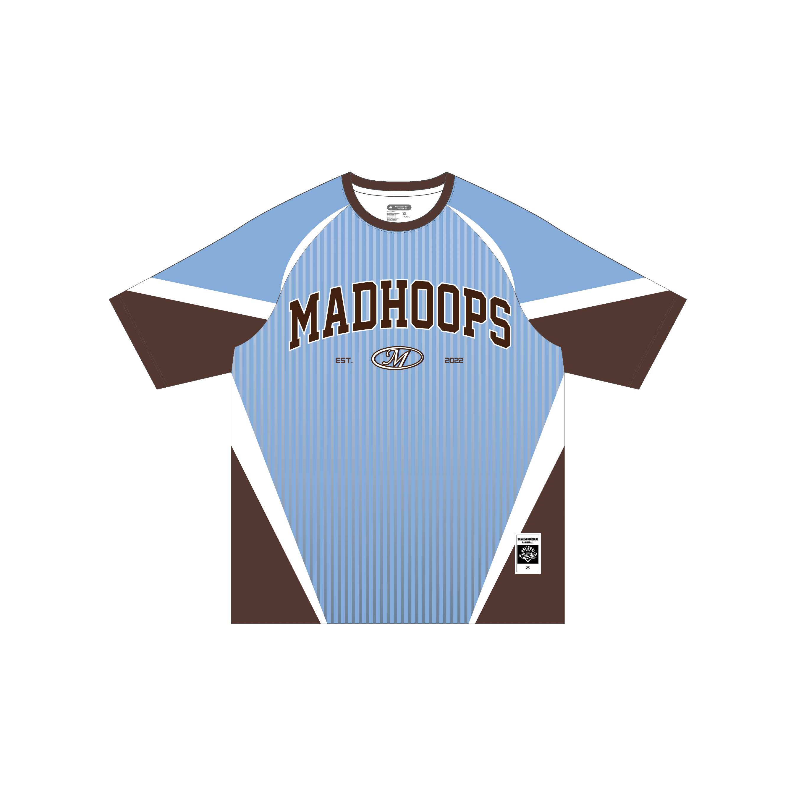 Madhoops stitching striped retro sports short -sleeved T -shirt quick -drying couple shooting football football flying disk