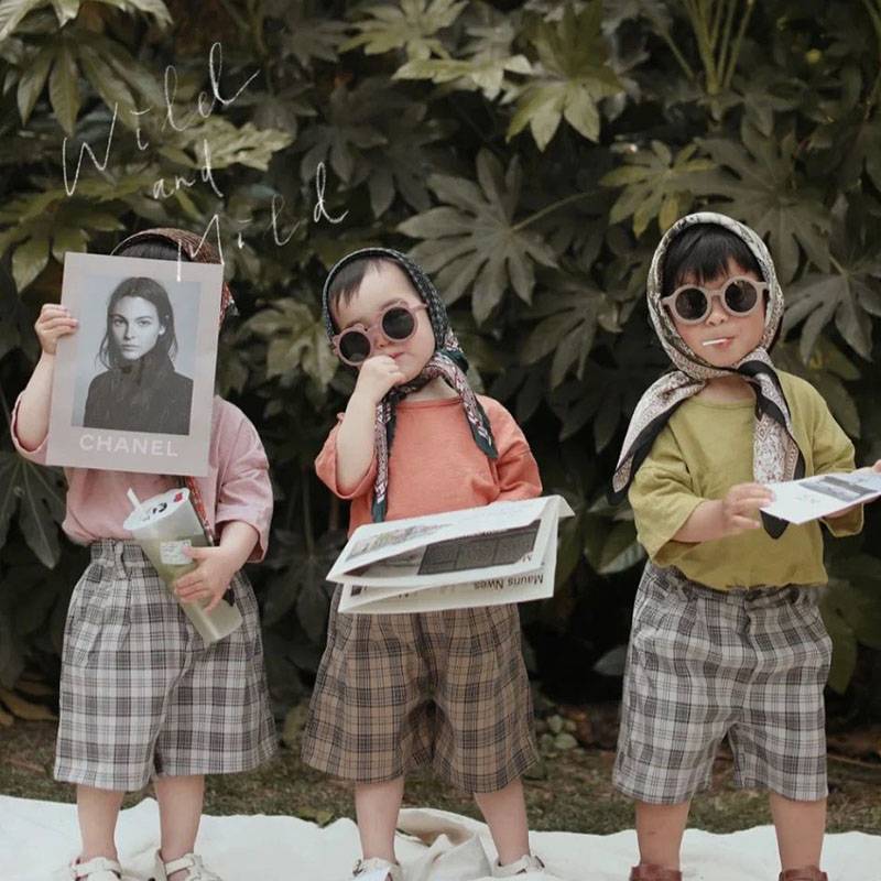 Children's retro headscarf big -name indoor outdoor photography headscarf baby 100 days old photo sunglasses 80 Hong Kong wind