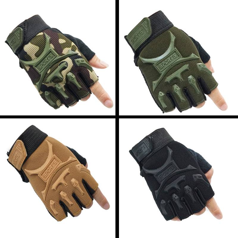 Semi -finger gloves Boys Student Outdoor Sports Expand Fitness Children's Anti -Slide Refers to Tactical Military Gloves Training