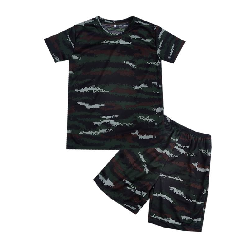 Summer children's physical energy service short -sleeved suit net fan camouflage T -shirt breathe expansion of summer camp elementary school students military training uniforms