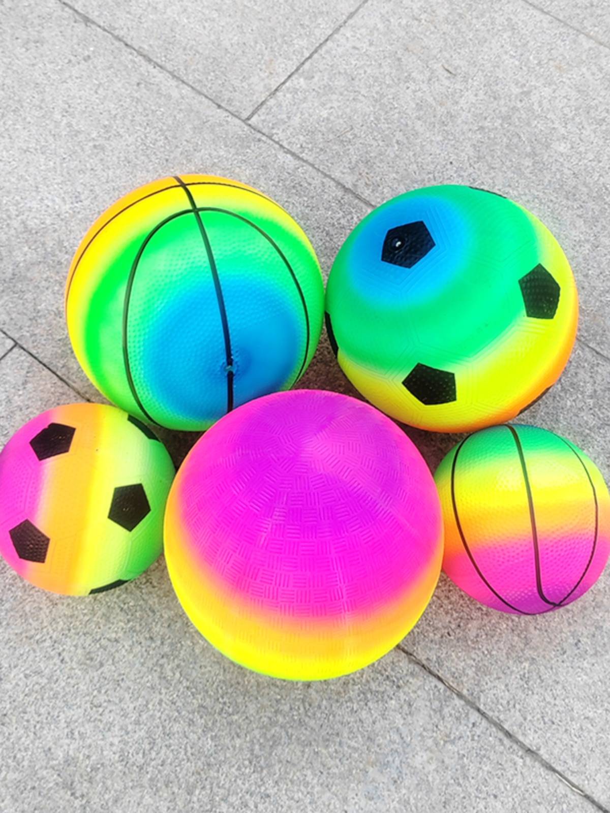 Children's 9 -inch Rainbow Ball Balls Kindergarten 8 -inch color basketball baby outdoor elasticity colorful football toys