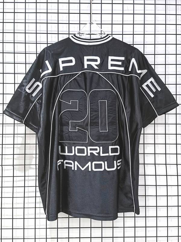 20FW Paneled Jersey Embroidery Rugby Net Short -sleeved T -shirt Digital BF Hip Hop style loose jersey
