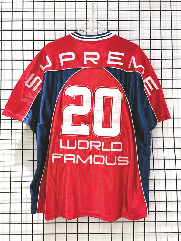 20FW Paneled Jersey Embroidery Rugby Net Short -sleeved T -shirt Digital BF Hip Hop style loose jersey