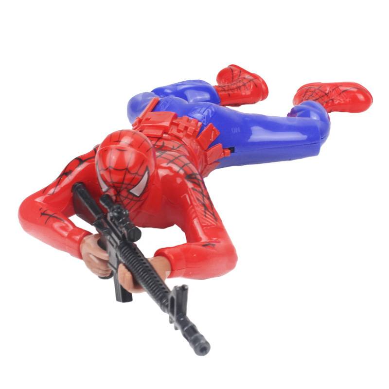 Electric reptile soldiers eat chicken toy, Spider -Man Superman Beauty Team, snatching the sound lying down the same model