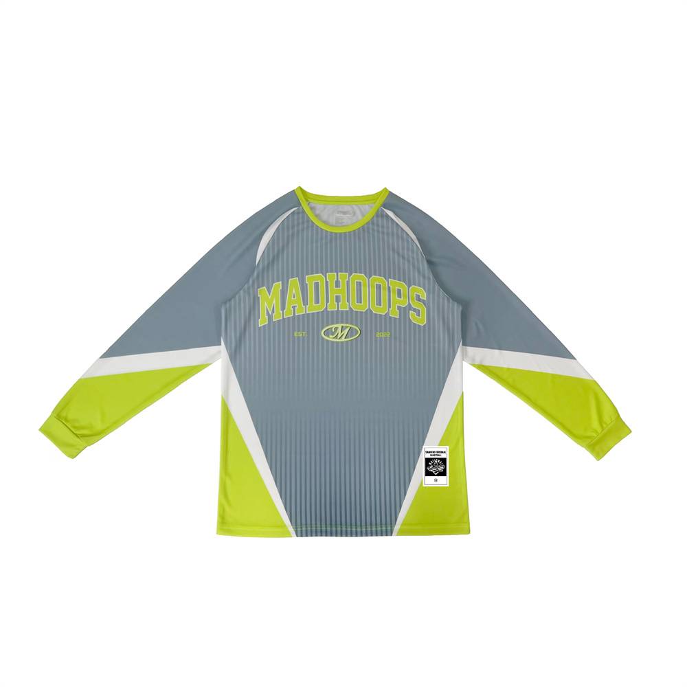 Madhoops stitching striped retro sports long -sleeved T -shirt quick -drying couple shooting football football flying disk