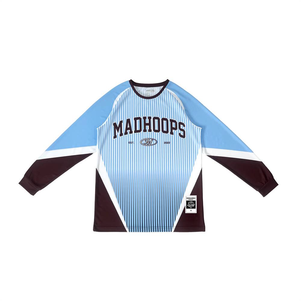 Madhoops stitching striped retro sports long -sleeved T -shirt quick -drying couple shooting football football flying disk
