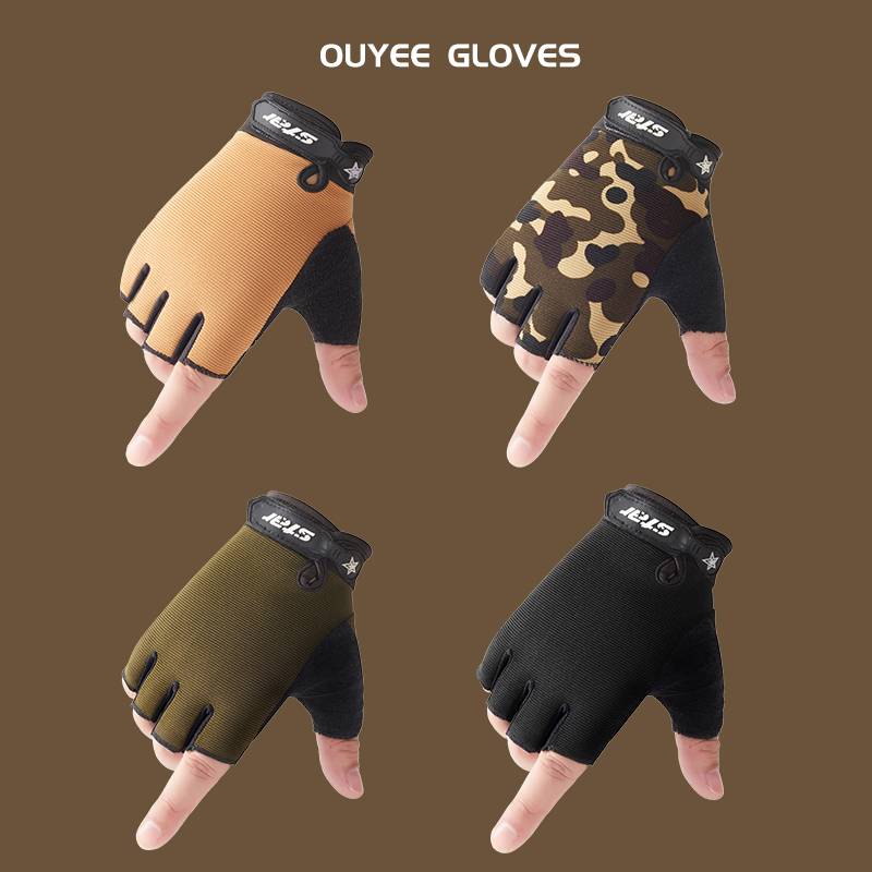 Children's semi -finger tactical one -legged outdoor motion dew fingers military gloves Boys bicycle cycling summer breathable